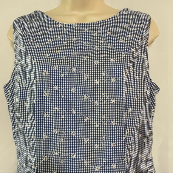 Dressbarn Cotton Blend Blue & White Embroidered Midi Dress - Picture 10 of 12